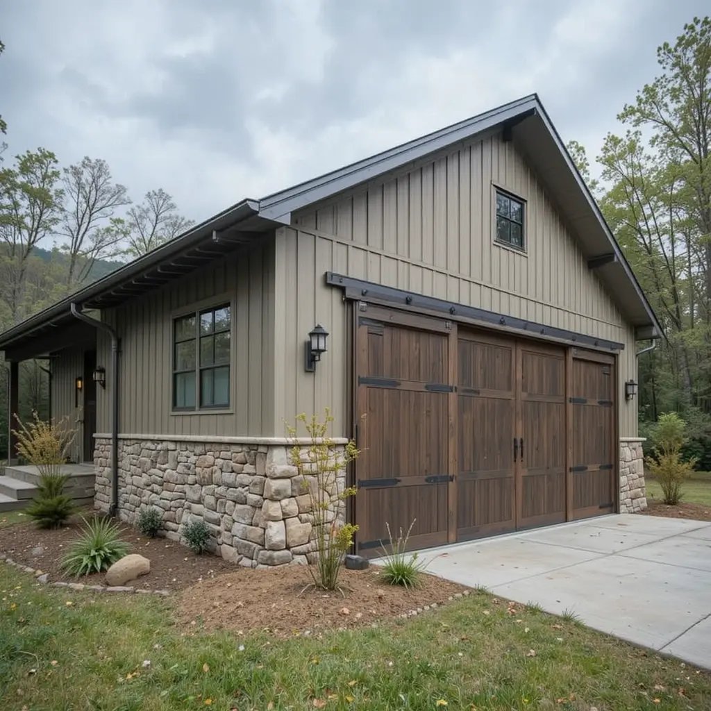 Stone Accent Walls with Metal Siding