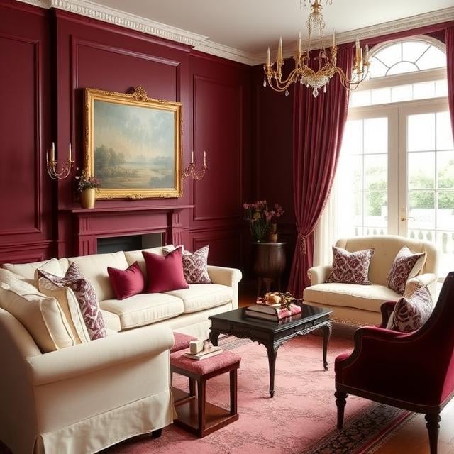 Deep Burgundy with Cream for a Classic Chic Look
