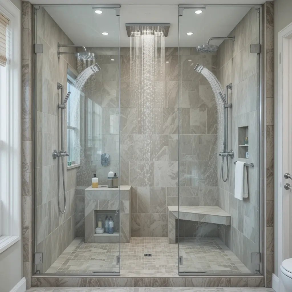 Design a Spacious Walk-In Shower with Multiple Jets