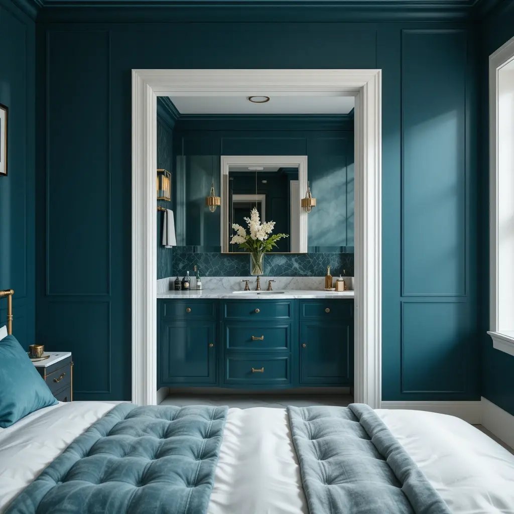Dark Teal Bathroom Ensuite Connection