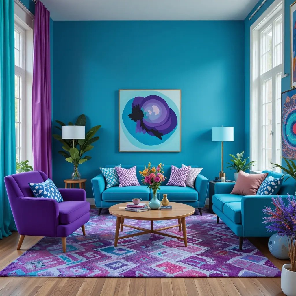 Bright Cyan and Deep Purple for a Playful Twist
