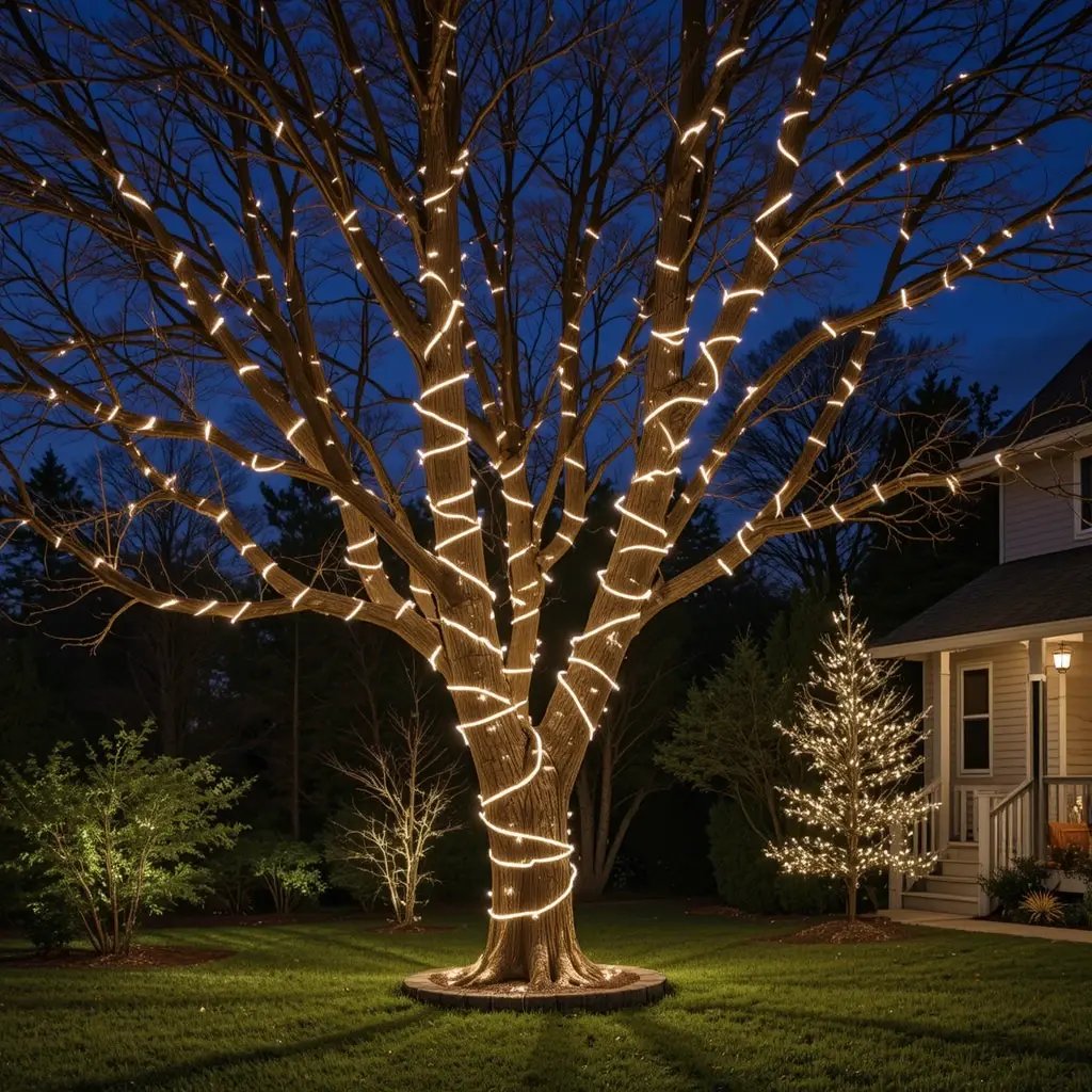 Wrap Tree Trunks with Spiral Lights