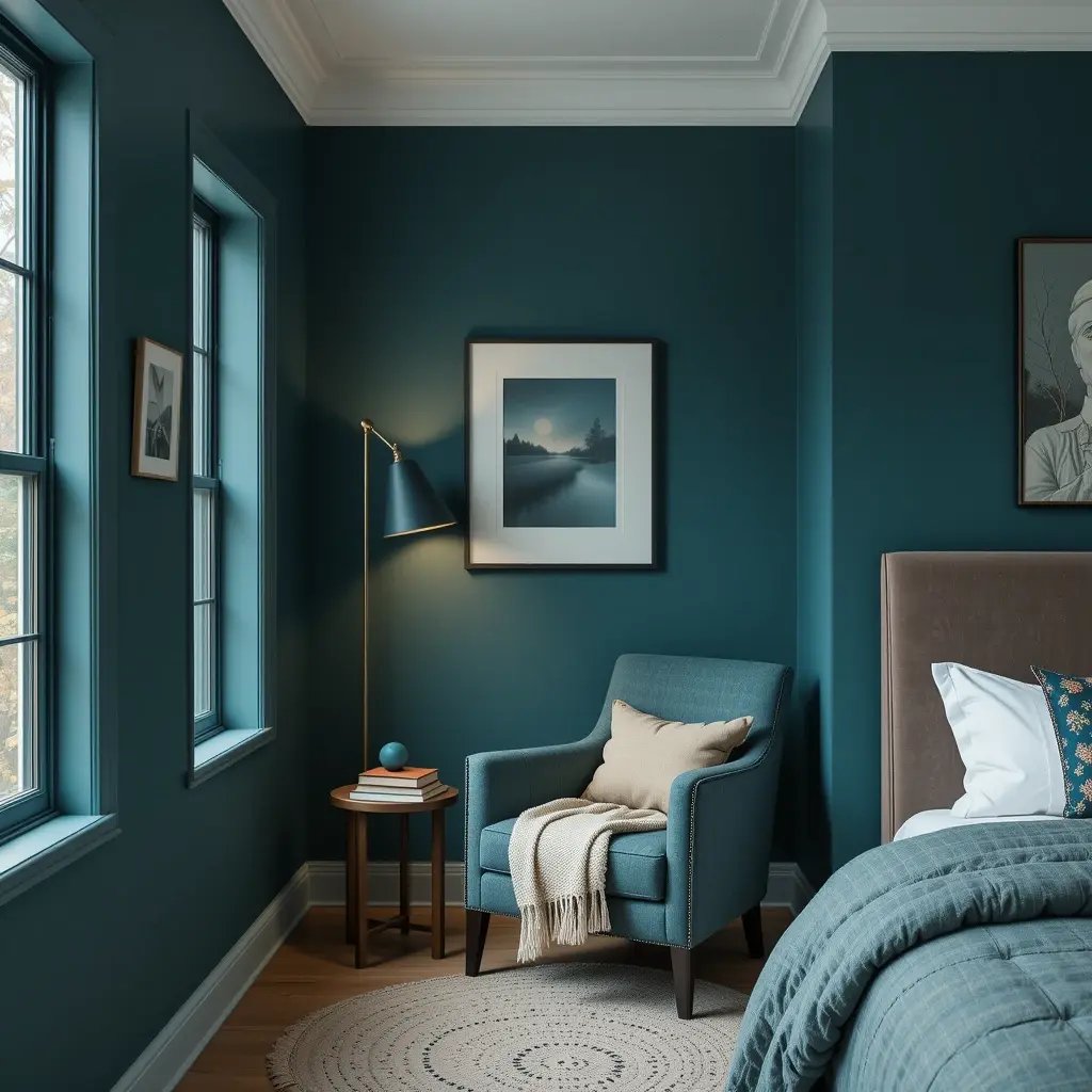 Dark Teal Reading Nook
