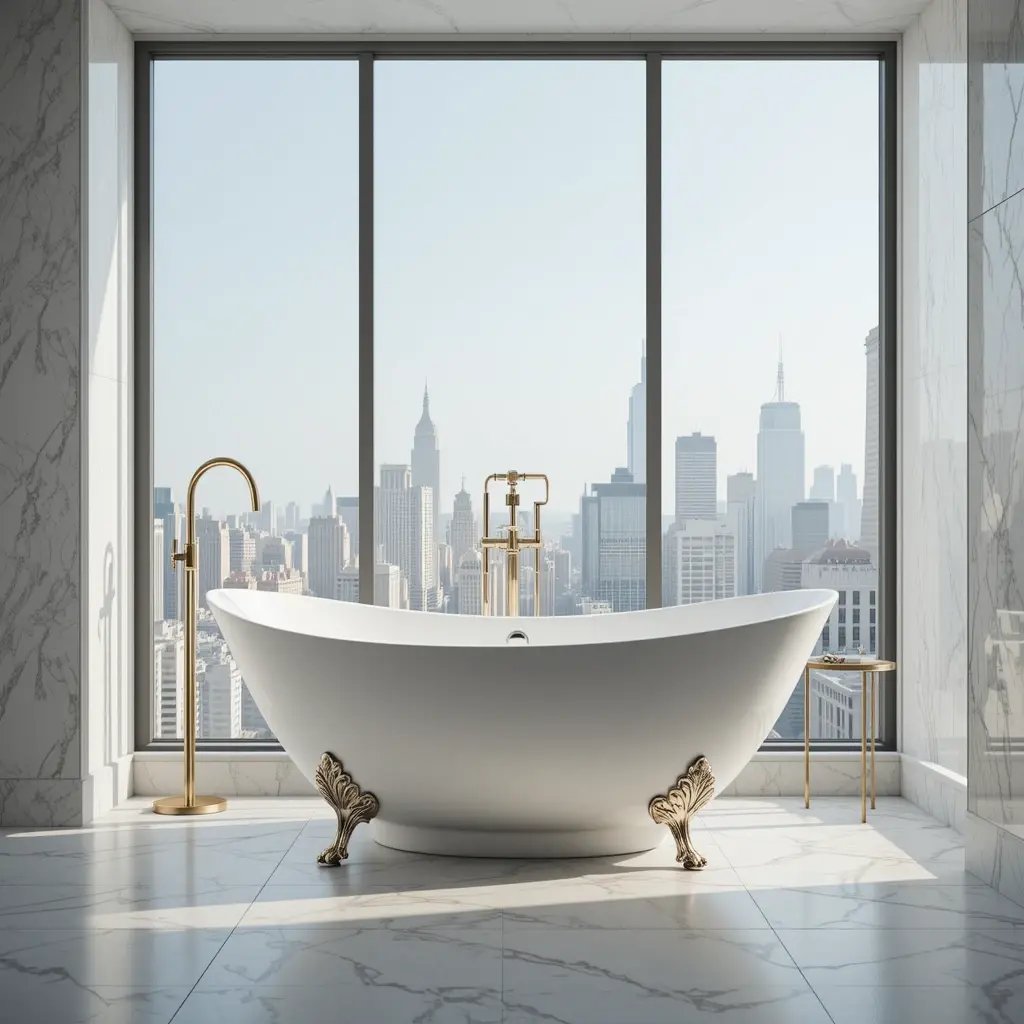 Install a Freestanding Soaking Tub as Your Centerpiece