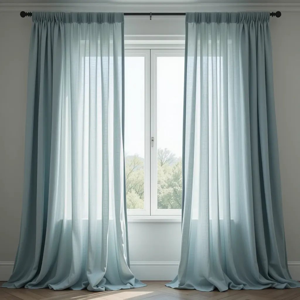 Flowing linen curtains in soft blues, grays, or whites filter light like ocean mist while adding movement to your space. Choose panels that puddle slightly on the floor for a relaxed, unpretentious look. The natural wrinkles in linen fabric add to the casual coastal aesthetic. Layer sheer panels behind heavier linen for privacy options while maintaining that airy feeling.  Image suggestion: Floor-to-ceiling linen curtains in pale aqua blue, gently billowing in a breeze from an open window, with natural light filtering through.