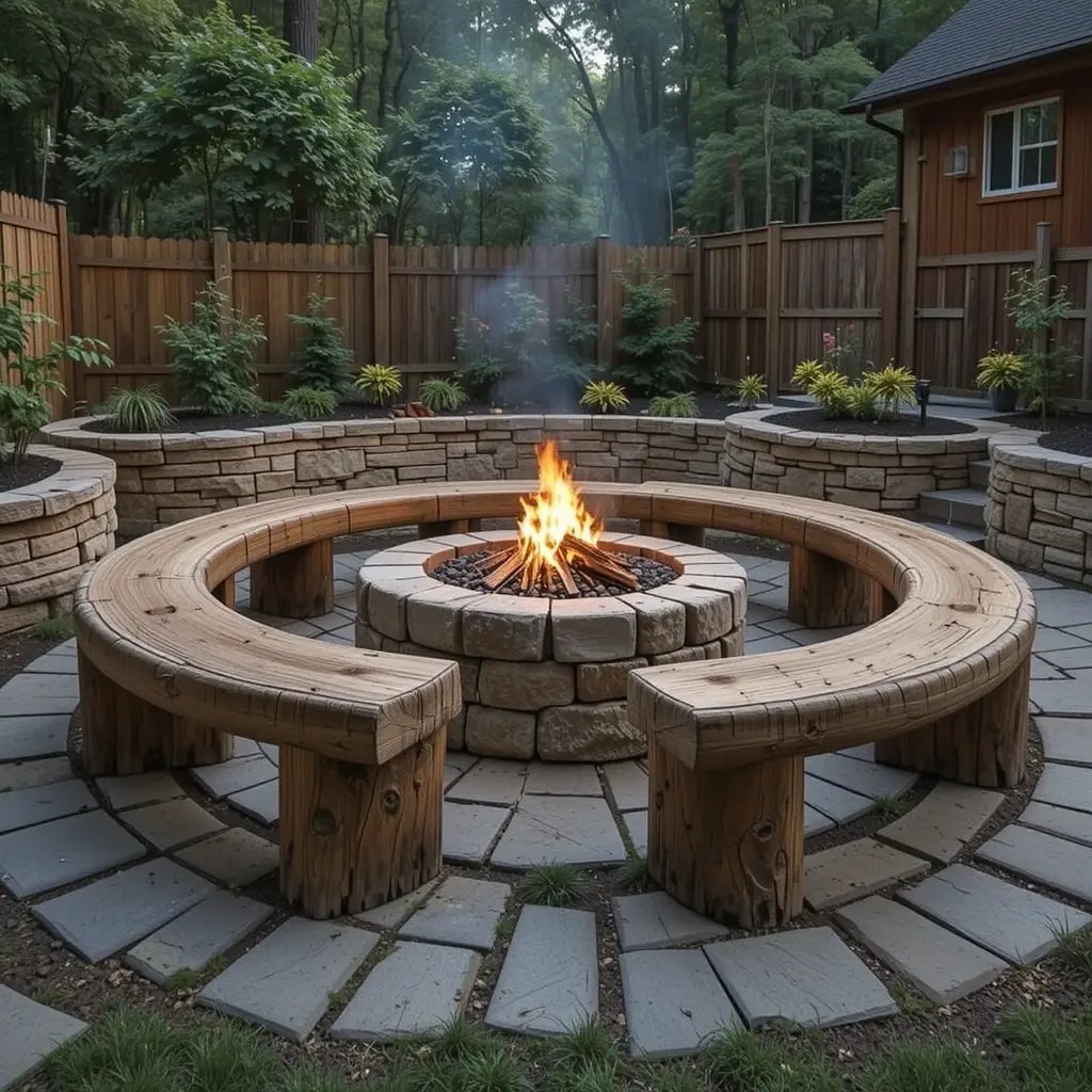 Rustic Log Bench Seating