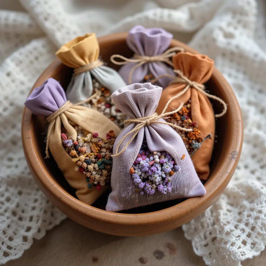 Scented Sachets with Dried Herbs