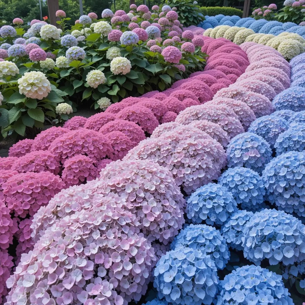 Hydrangeas Color Gradient Garden