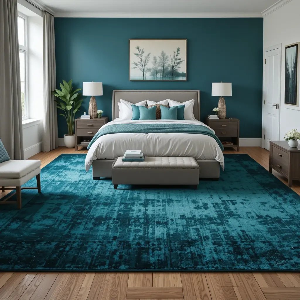 Dark Teal Rug as Anchor