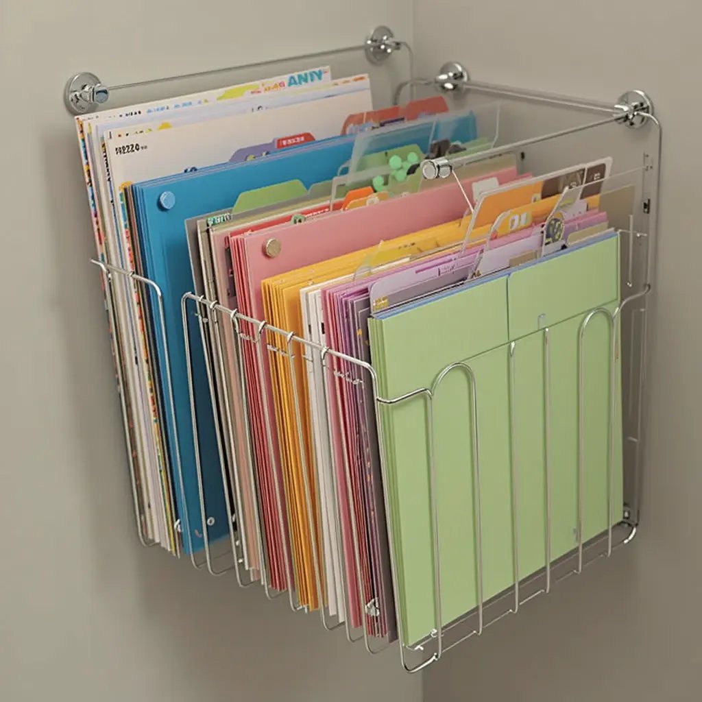 Wall-Mounted File Holders Save Desk Surface