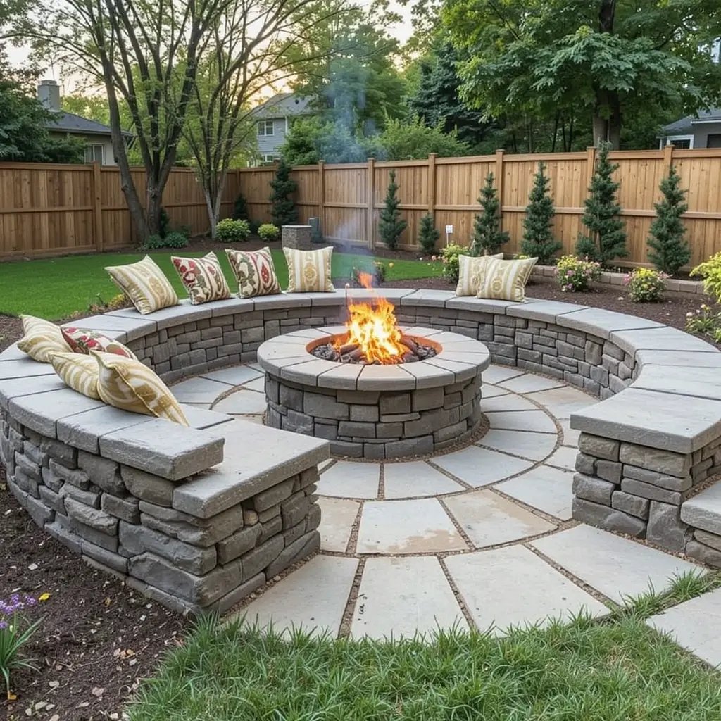 Built-In Stone Bench Seating
