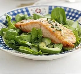 Salmon, avocado and cucumber salad 