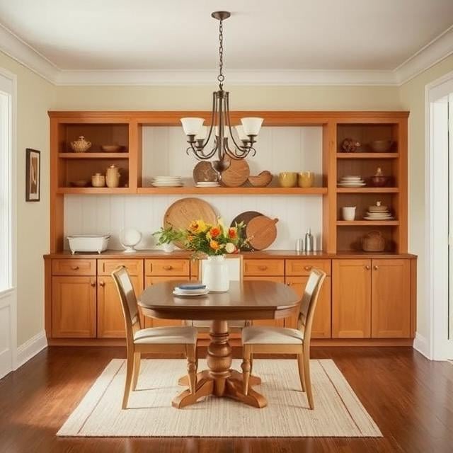 Use Warm Colored Storage and Cabinets