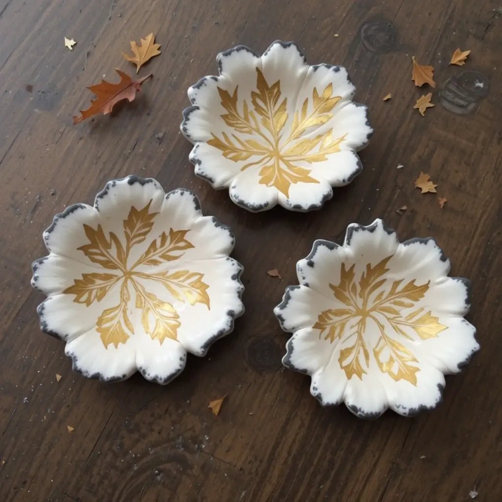 Leaf-Stamped Clay Dishes