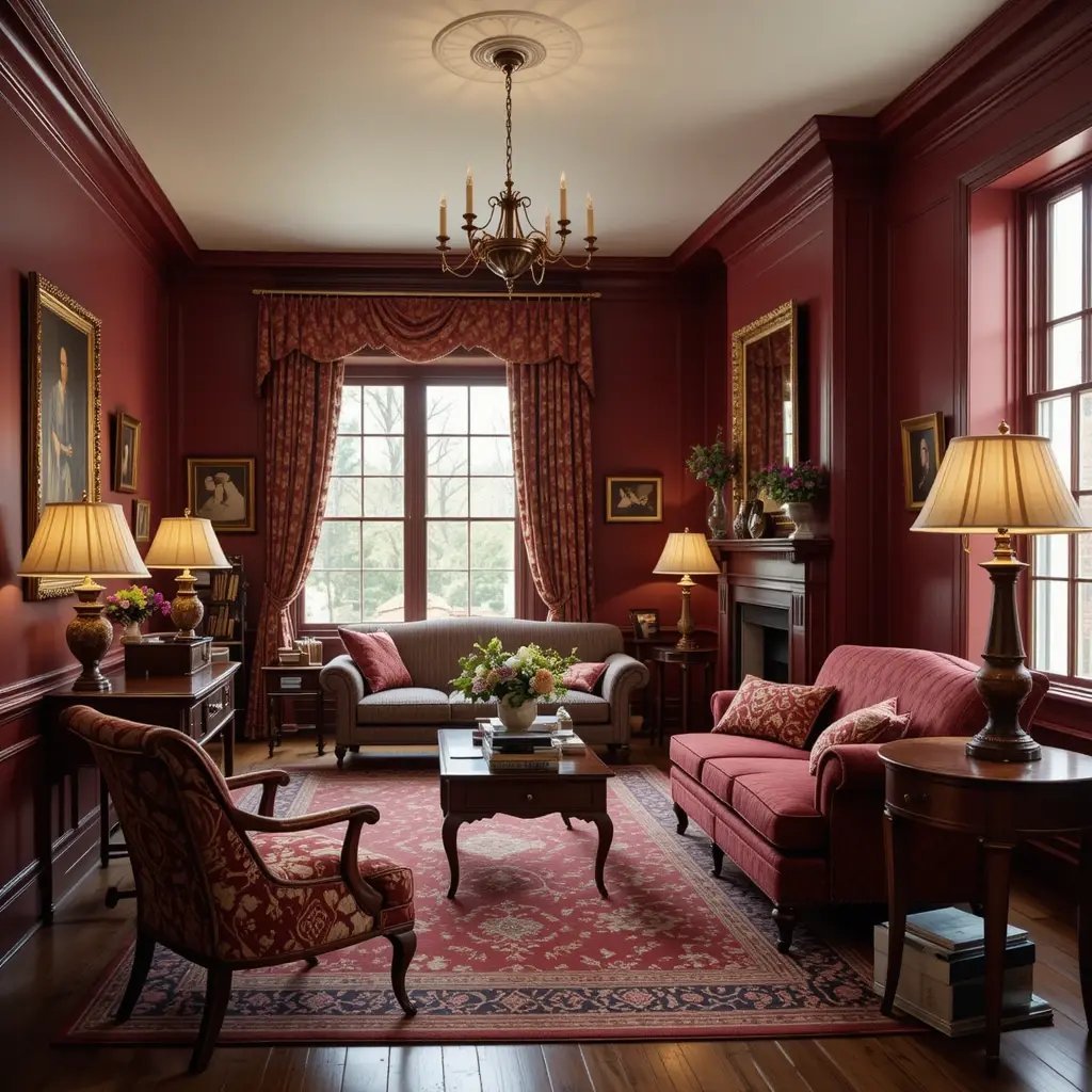 Deep Garnet Red Walls for a Cozy Classic Feel