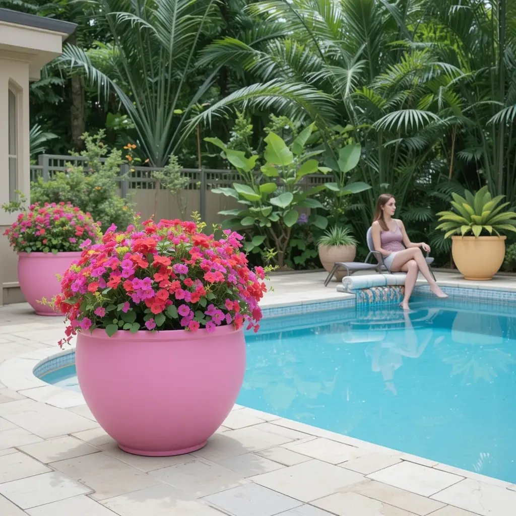 Add Colorful Poolside Planters