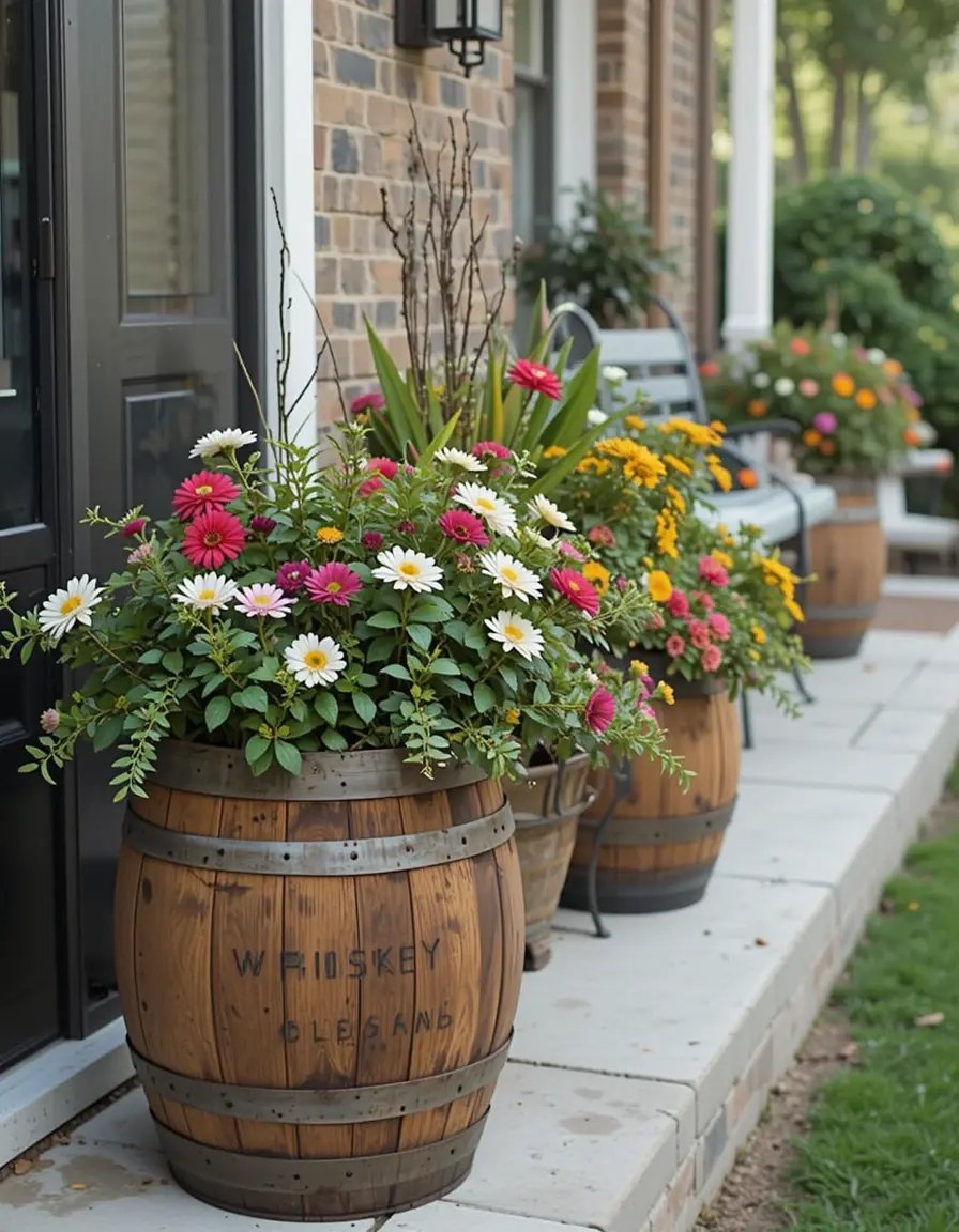 Whiskey Barrel Planters