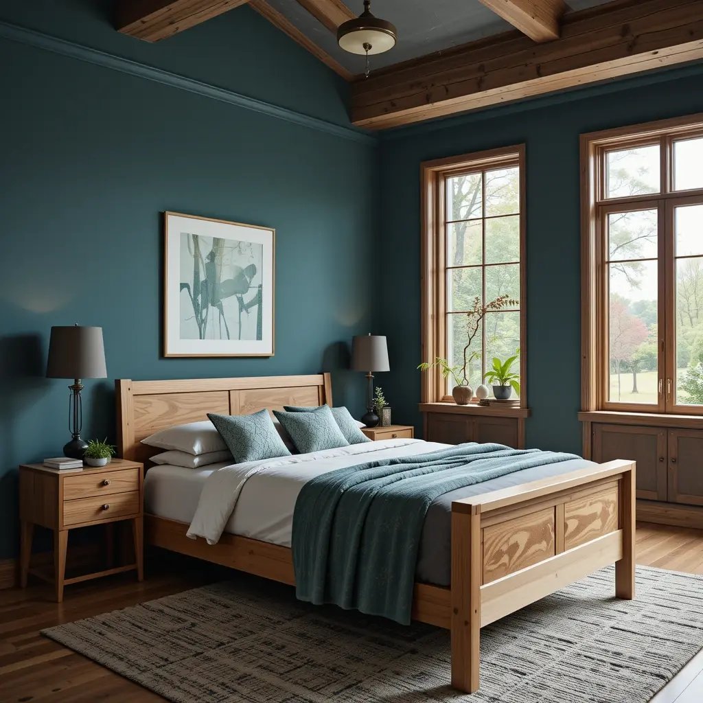 Teal and Natural Wood Combination