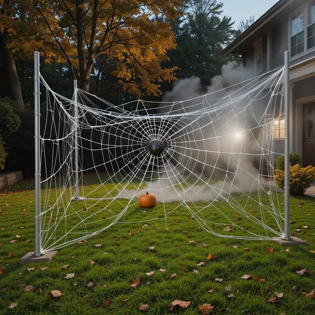 Oversized Spider Web on the Lawn