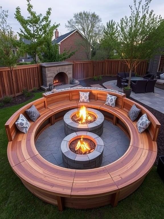 Curved Bench Following Fire Pit Shape