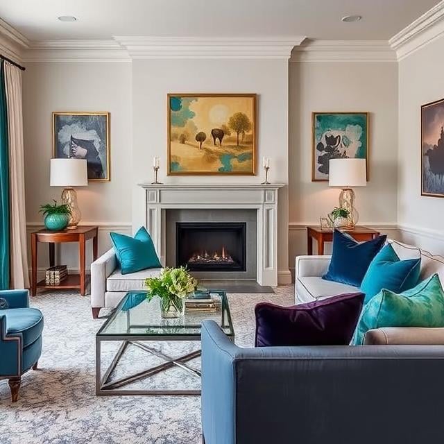 Layer Jewel Tones with Neutrals for Balance