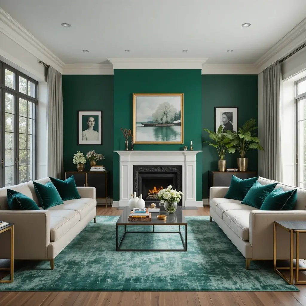 Emerald Green Accent Wall for a Luxurious Focal Point