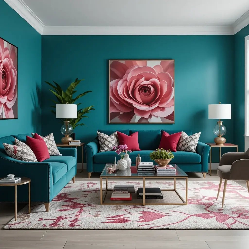 Teal and Ruby Red for a Bold, Dynamic Look
