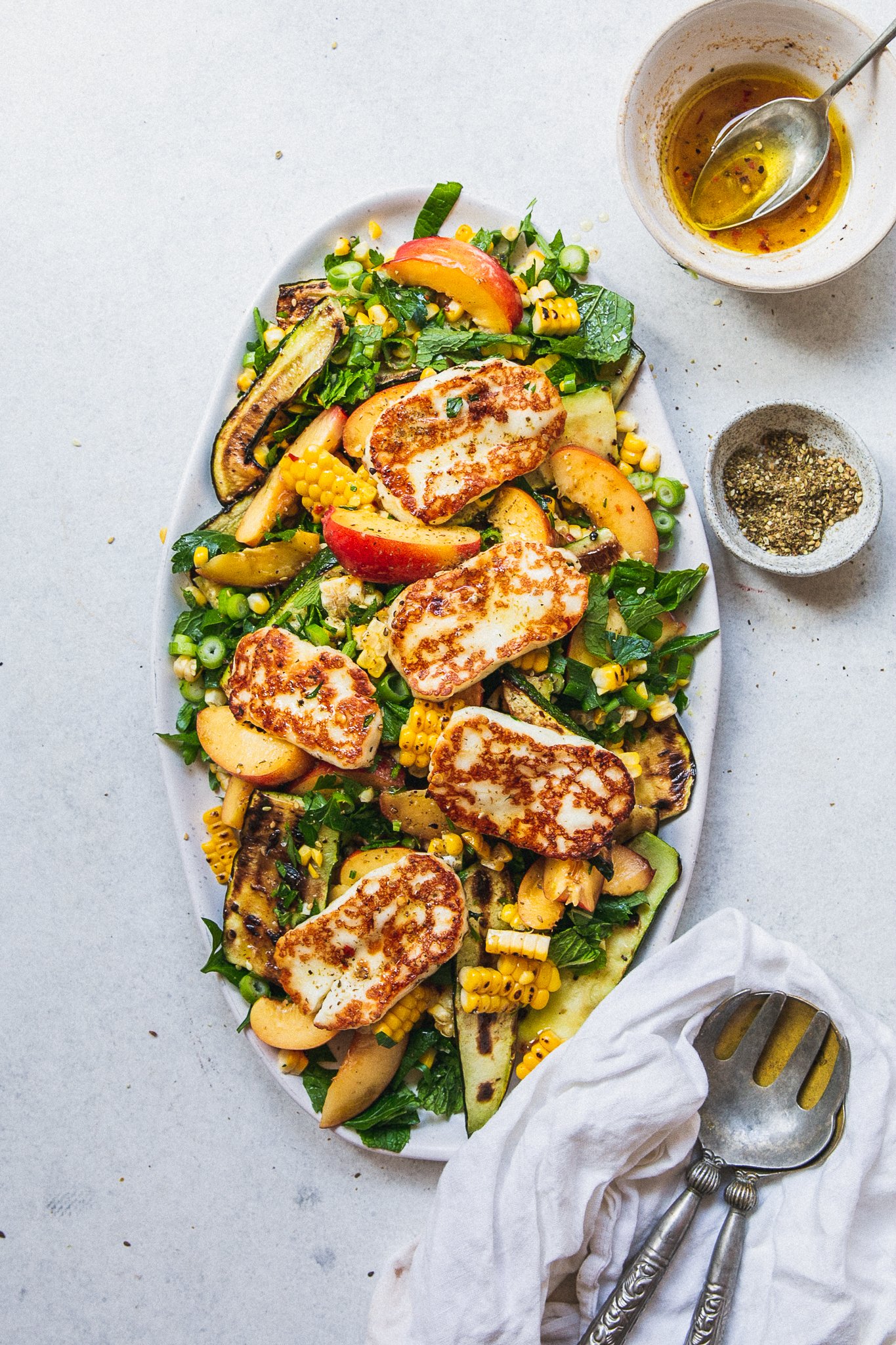 Grilled Halloumi & Nectarine Salad