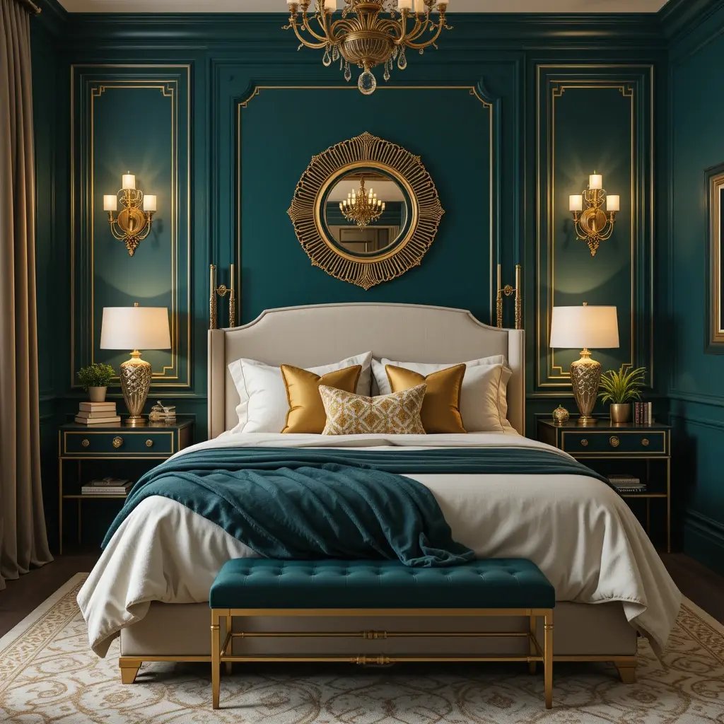 Dark Teal and Gold Glamour