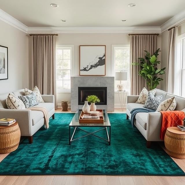 Jewel-Toned Rug as a Statement Piece