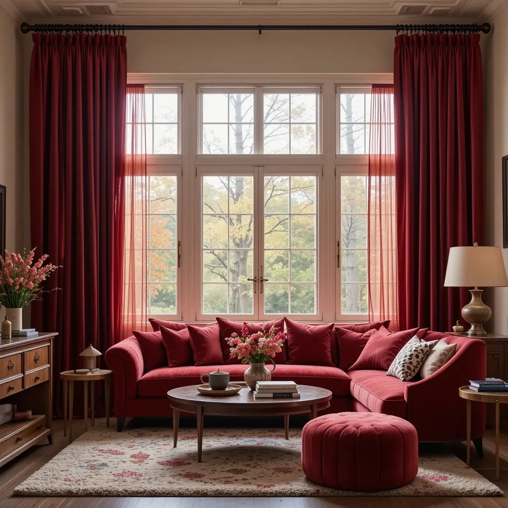 Ruby Red Velvet Curtains for a Warm, Inviting Atmosphere