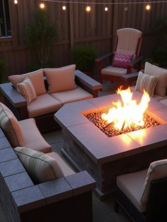 Integrated Fire Pit Table Seating
