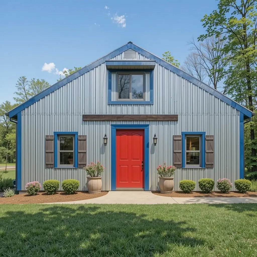 Corrugated Metal with Bright Color Accents
