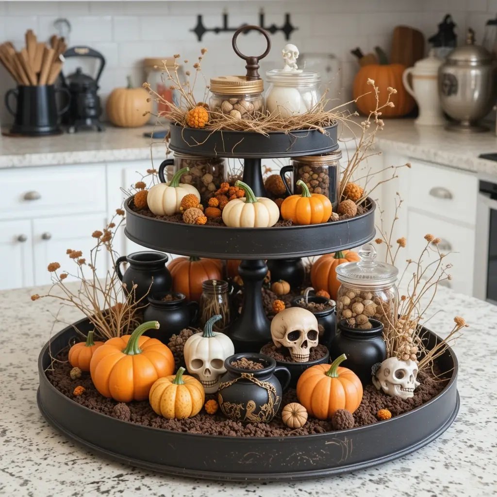 Creepy-Cute Tiered Tray Decor