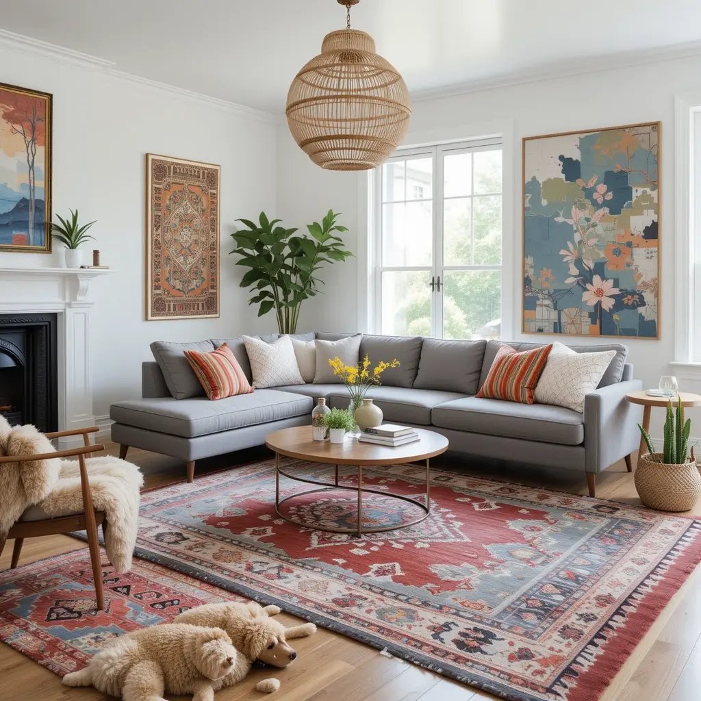 Layered Rugs for a Cozy Foundation