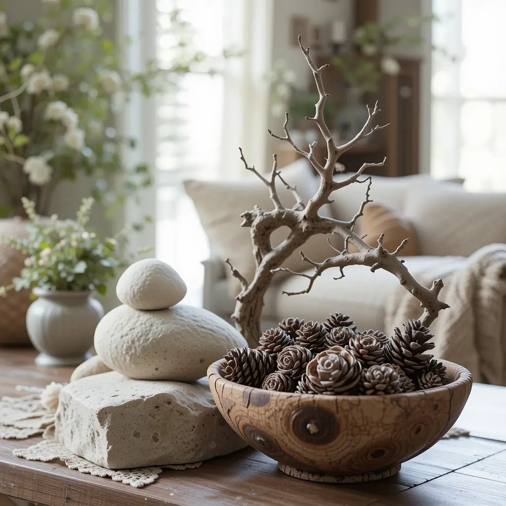 Stones, Pinecones, or Driftwood as Decor