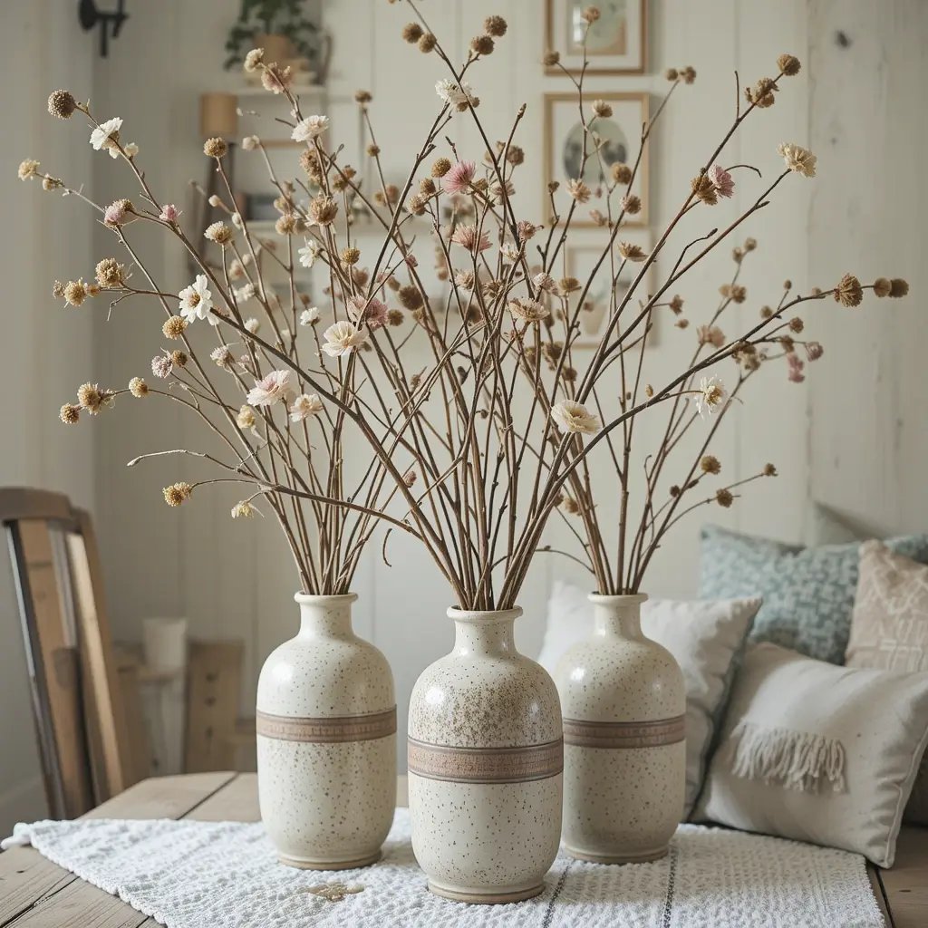 Fresh or Dried Branches in Oversized Vases