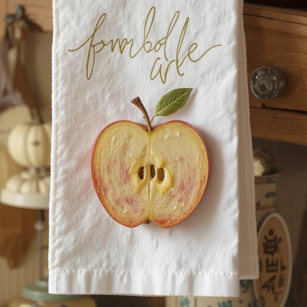 Apple Stamped Tea Towels
