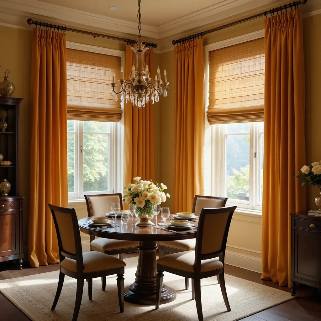 Incorporate Warm-Toned Window Treatments