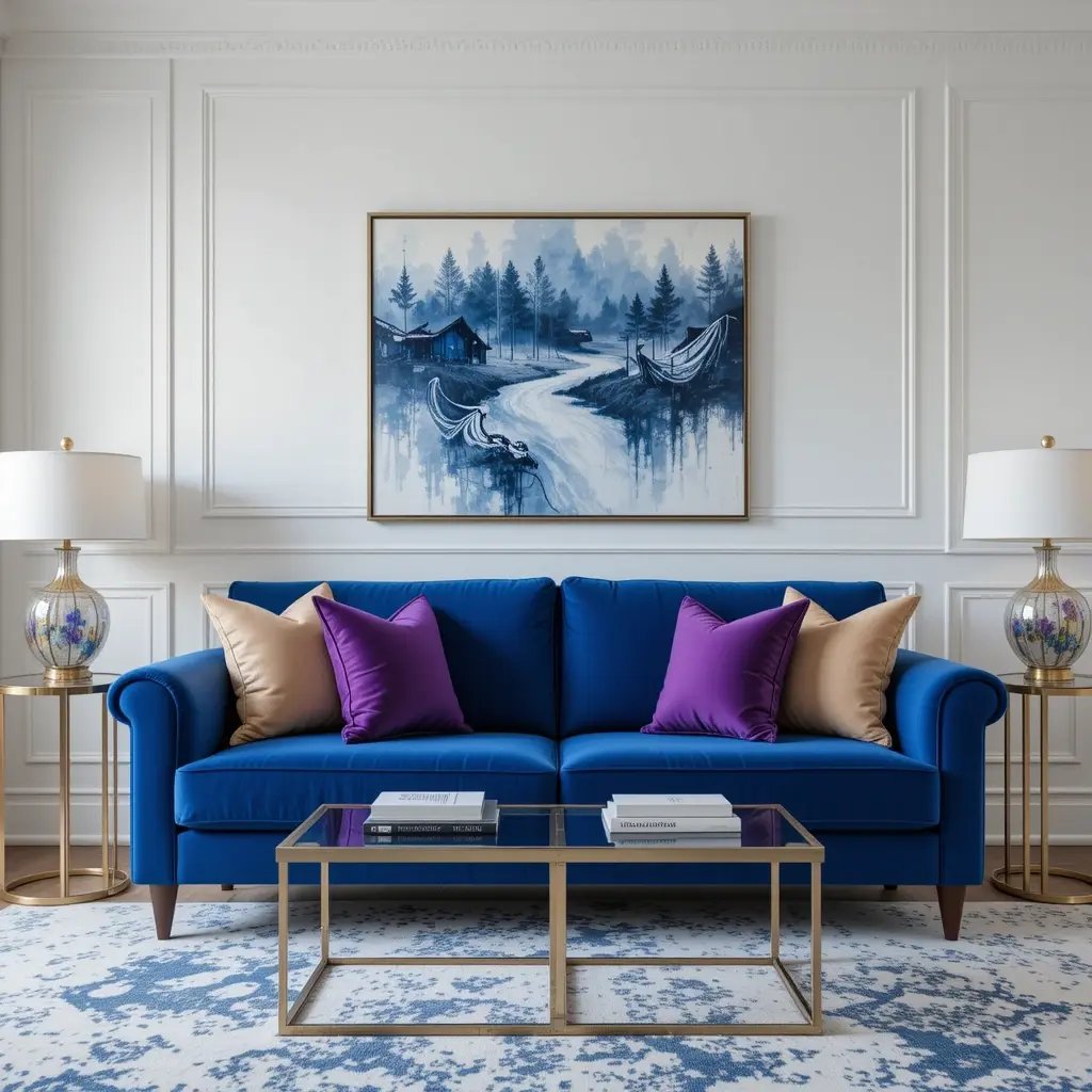 Sapphire Blue Sofa for a Regal Touch
