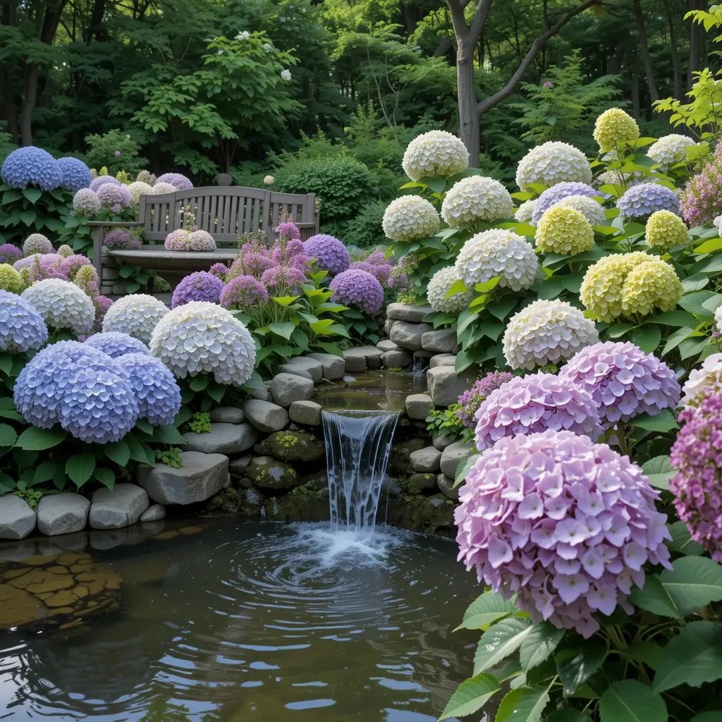 Hydrangea Water Feature Integration