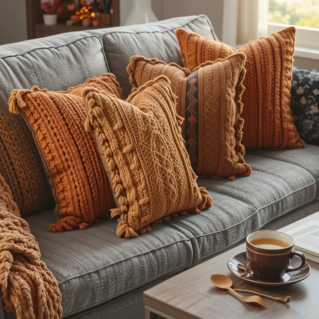 Rust-Colored Throw Blankets & Pillows