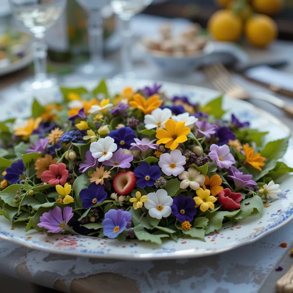 Edible Flowers on Plates