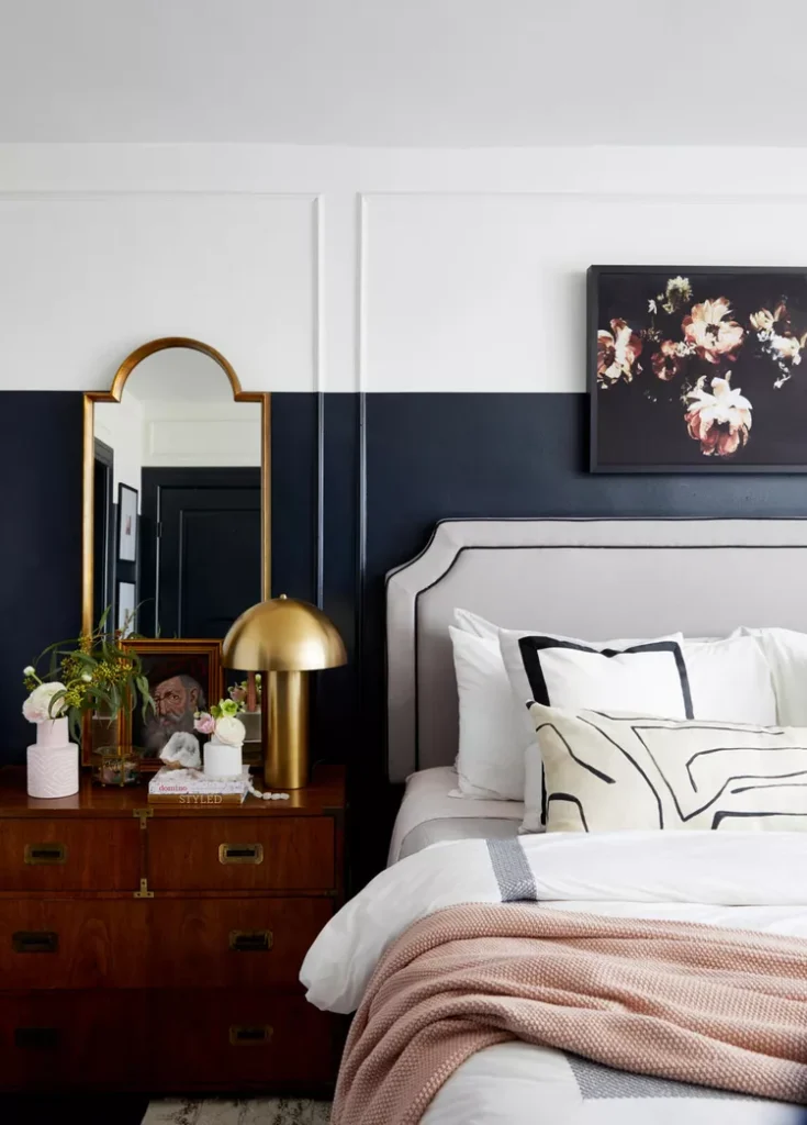 Two-Toned Bedroom Accent Wall Idea

