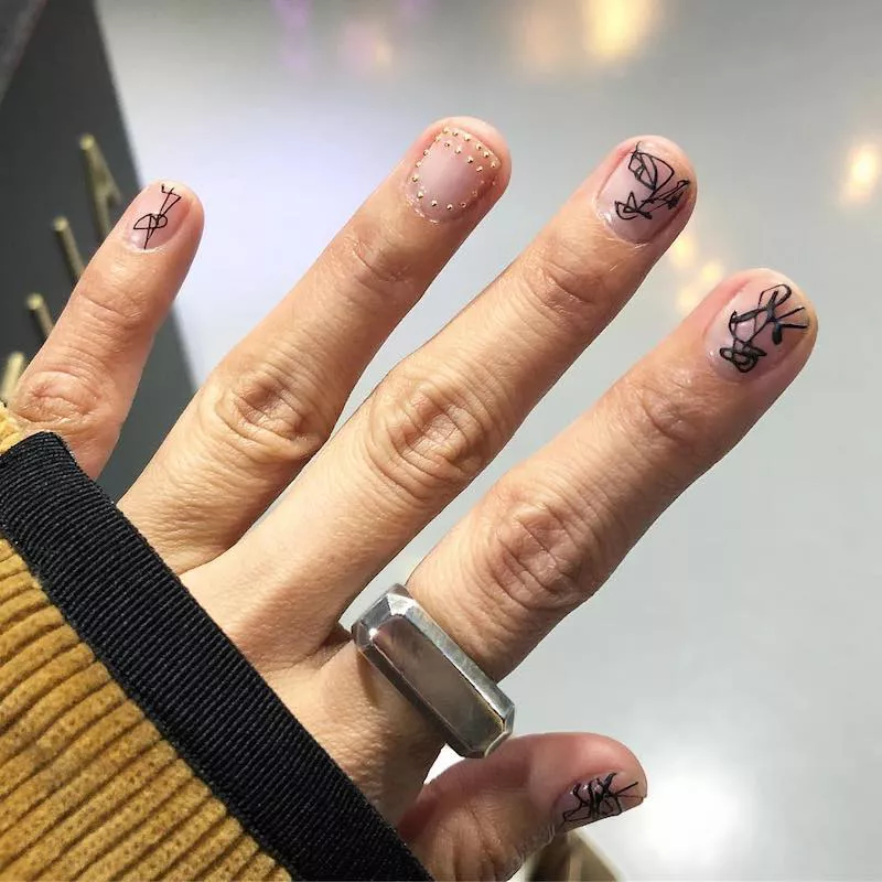 Abstract with Gold Studs