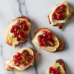 Pomegranate, Cranberry & Brie Bruschetta
