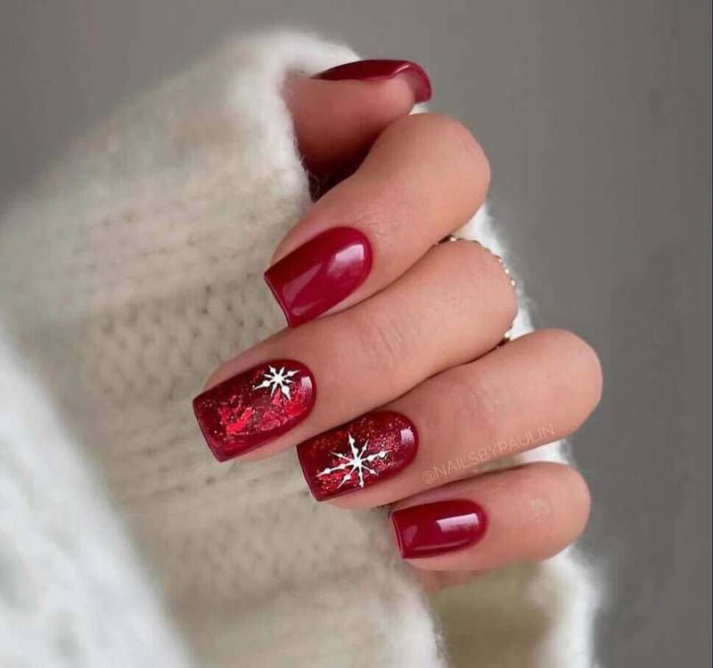 Festive Red with Snowflake Accents