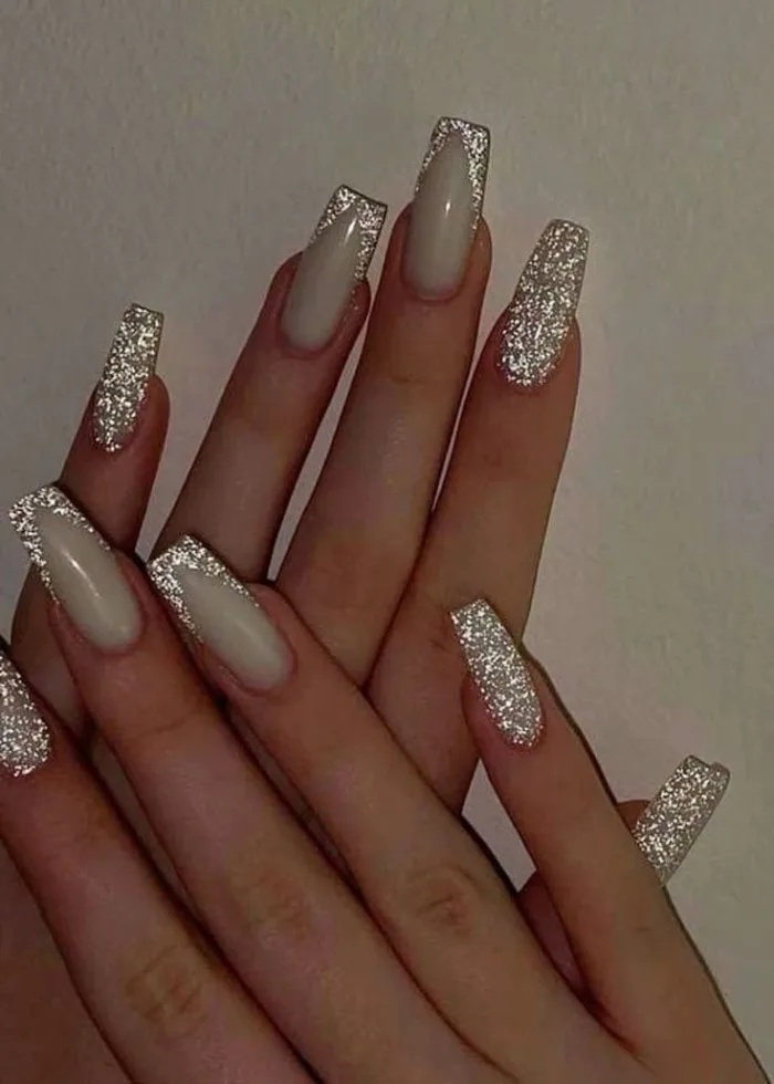Silver Glitter Tips
