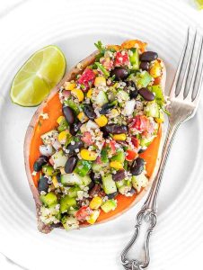 . Stuffed microwave sweet potato