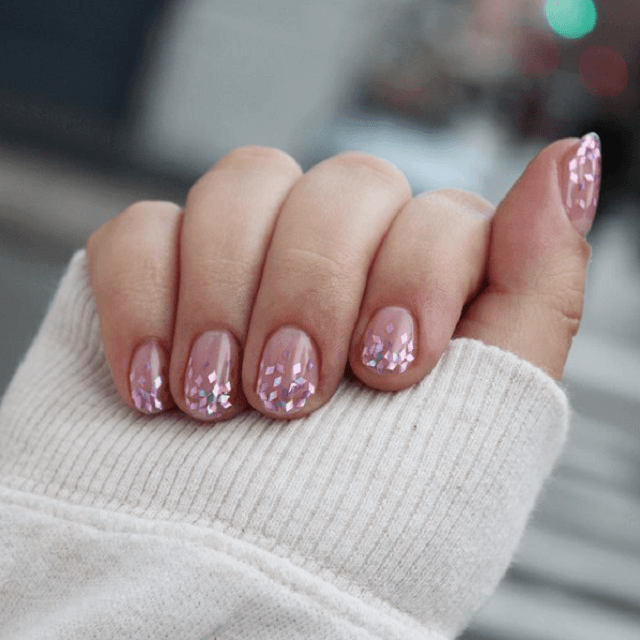 Sparkly bubblegum nails